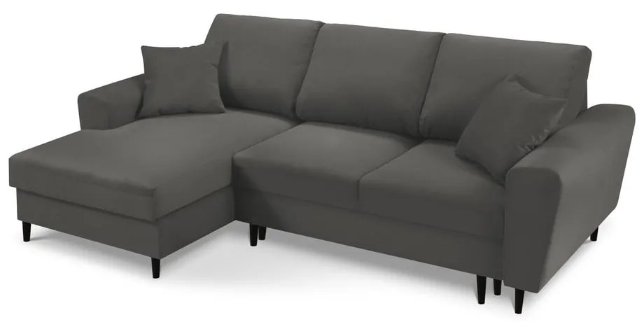 Tmavosivá rozkladacia rohová menčestrová pohovka Kooko Home Jazz, ľavý roh