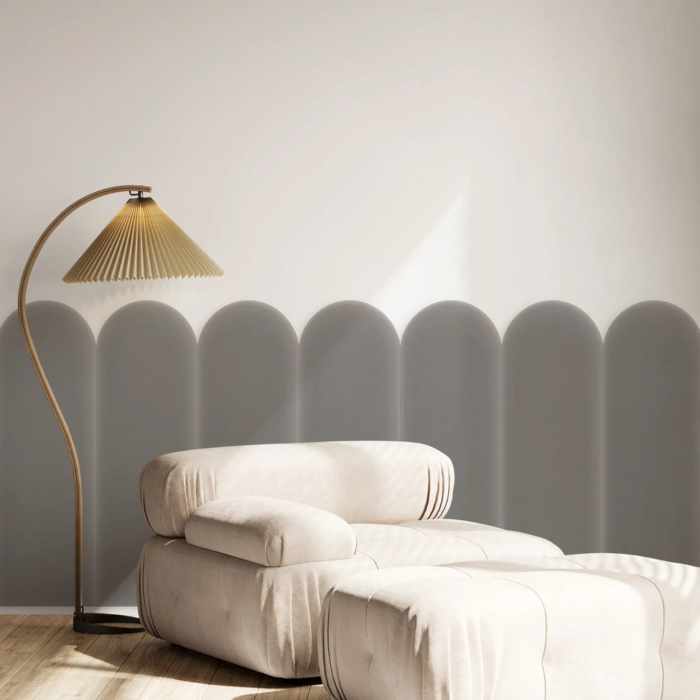 Zamatový čalúnený panel - Oblúk - 20x80cm Farba: Šedá