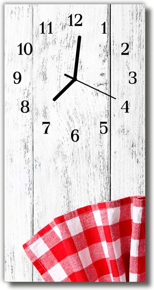 Sklenené hodiny vertikálne  Art drevené červené kuchyne