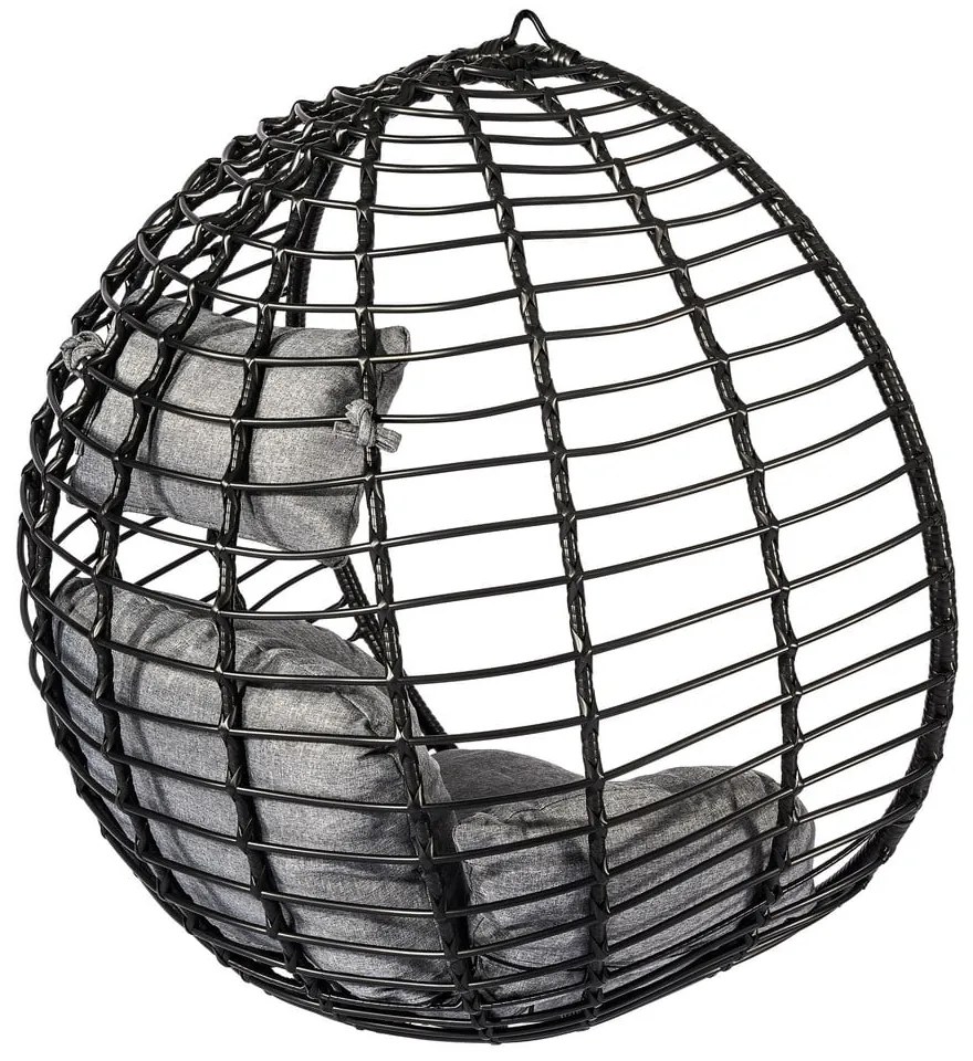 Čierne závesné kreslo z umelého ratanu Bonami Selection Mila