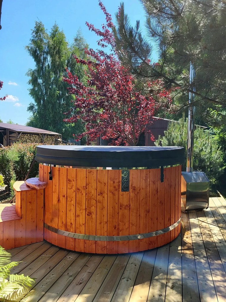 Záhradná vírivka na drevo s horúcim hydromasážnym sudom veko 225