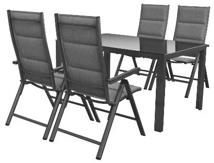 Livarno home Hliníkový záhradný stôl Houston/Toronto, sivý + Hliníkové kreslo Toronto s vysokým operadlom, antracitové, 4 kusy  (800008249)