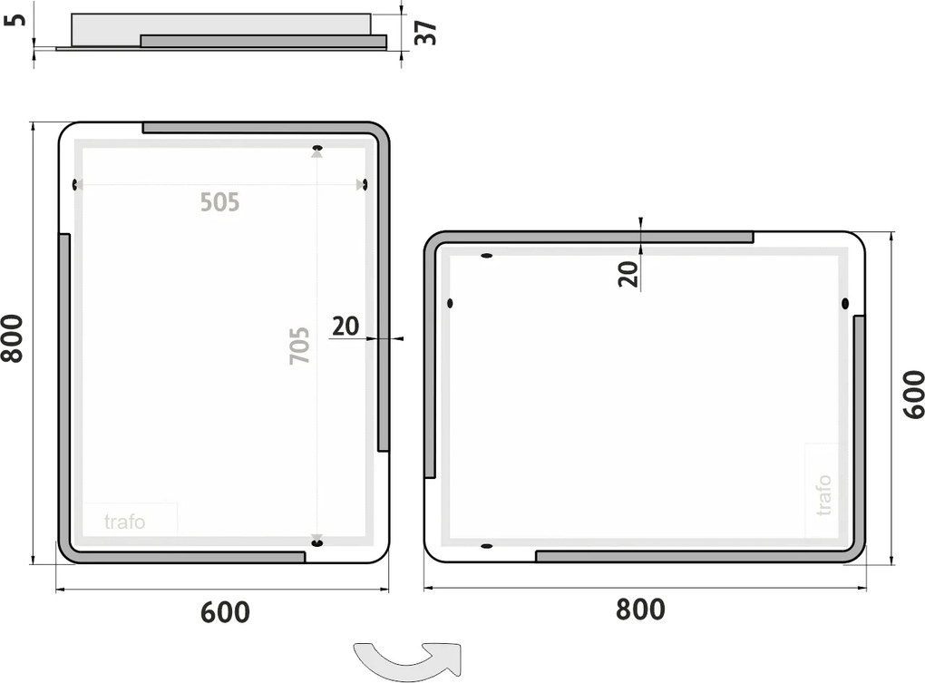 Nimco LED zrkadlo 600x800 - ZP 15002