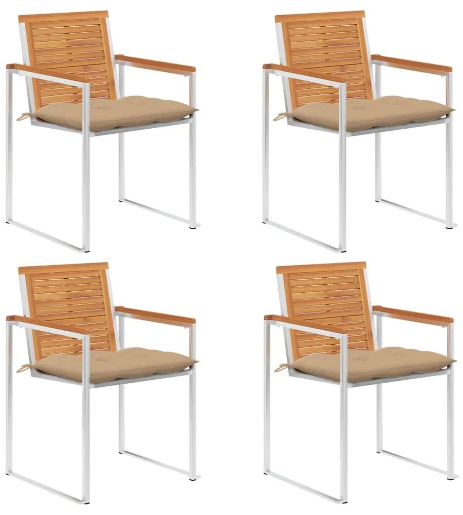 Záhradné stoličky 4 ks s podložkami akáciový masív 3078488