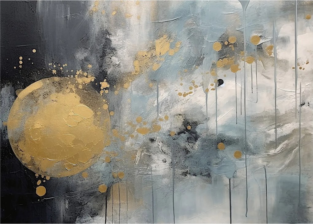 Obraz - Abstrakcia so zlatou guľou (70x50 cm)