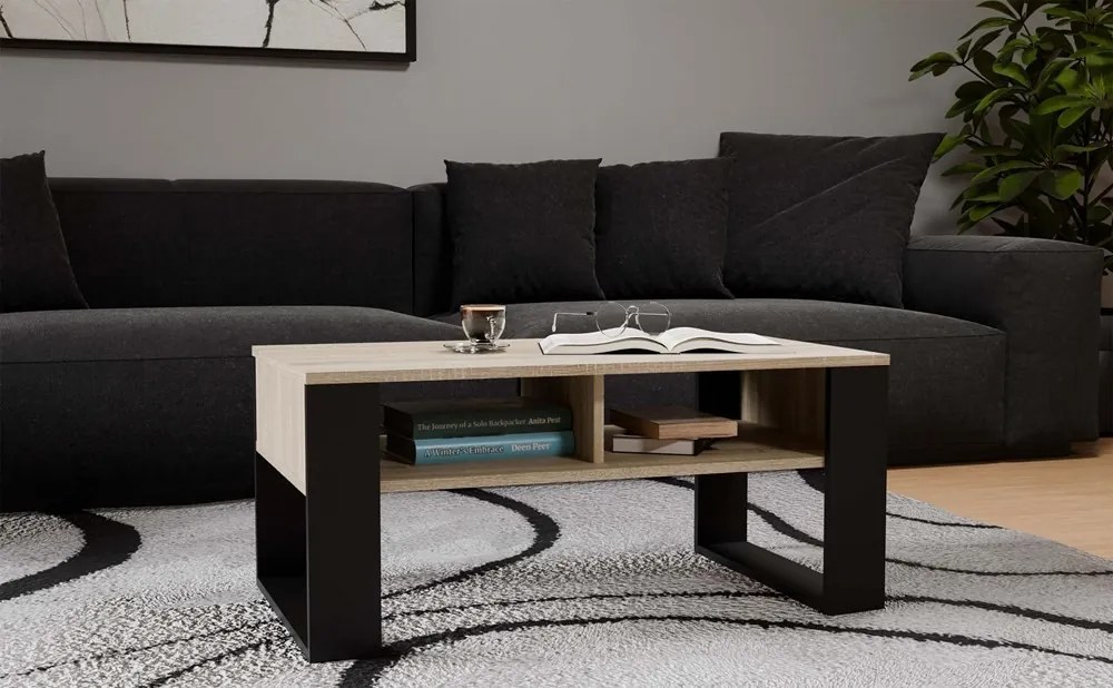 Konferenčný stolík Lawa MODERN 2P dub sonoma/čierna