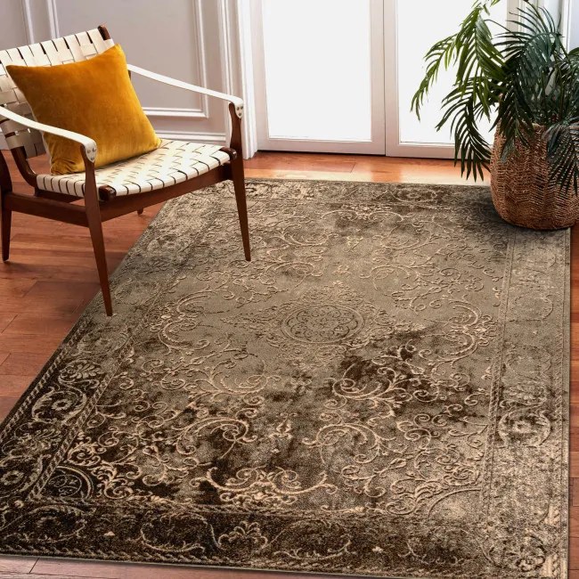 Koberec OMEGA LUMIER koniak hnedý / zelený