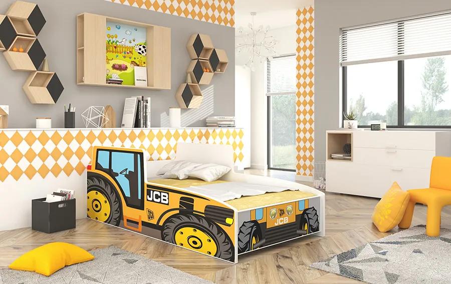 Dětská postel 140x70 Traktor žlutý