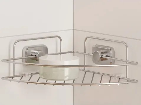 Rohová kúpeľňová polička Reflex Luxy 1, chróm%