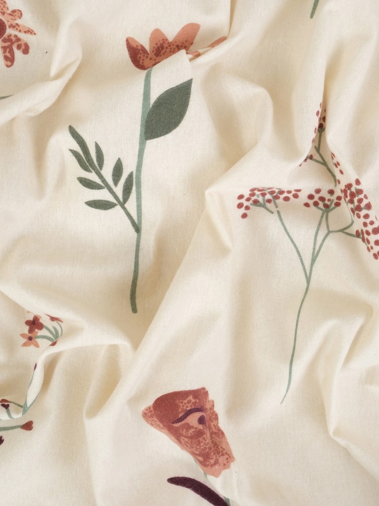 Flanelová obliečka na vankúš 40 x 40 cm - Vlčie maky béžové