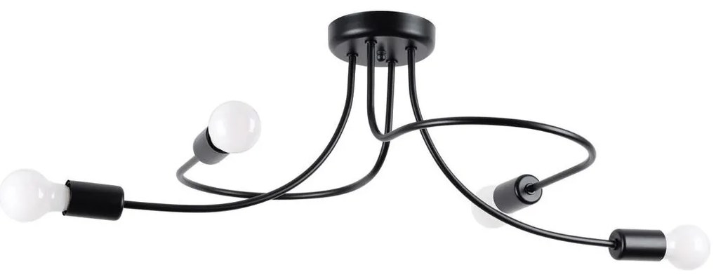 Sollux SL.1455 - Luster na tyči LEVAR 4xE27/15W/230V čierna