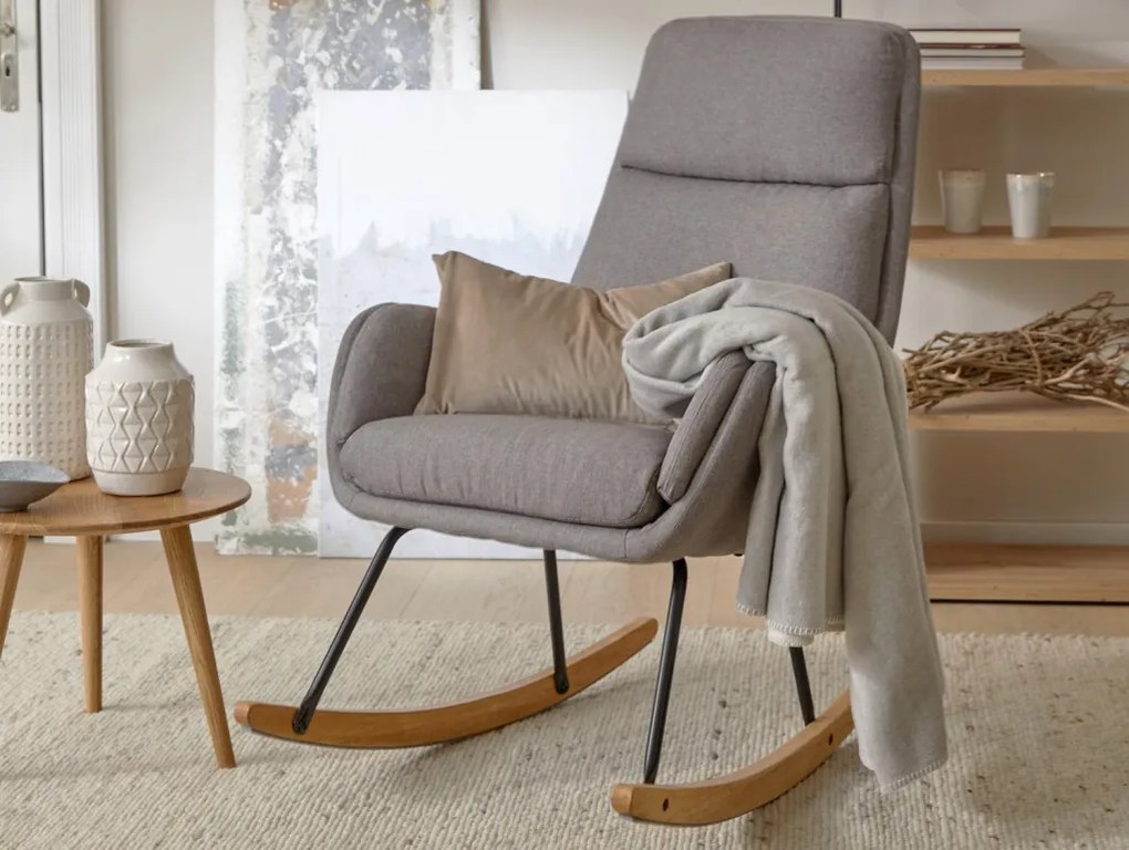 Hojdacie kreslo Lindberg, holubia šedá látka