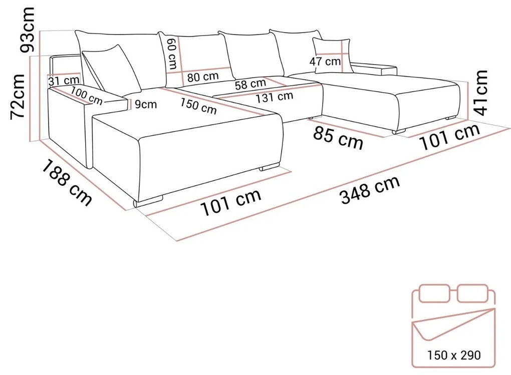 ROHOVÁ U SEDAČKA EDMONDO 348 x 188 cm ANAFI 06