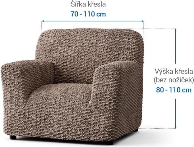 Bielastické poťahy MOSAICO orieškové kreslo (š. 60 - 110 cm)