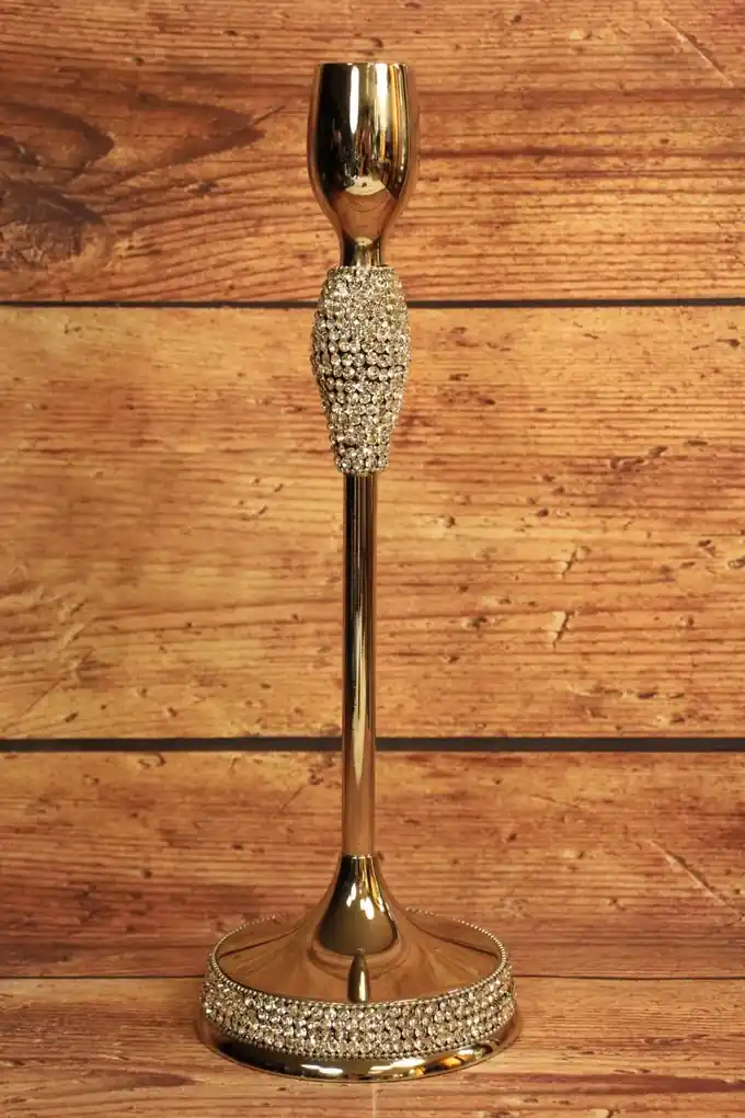 Keramický svietnik s kamienkami (v. 36 cm) - strieborný - moderný štýl |  Biano