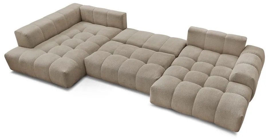 Taupe ženilková rozkladacia/s úložným priestorom rohová pohovka (ľavý roh/do tvaru "U") Everest – Bobochic Paris