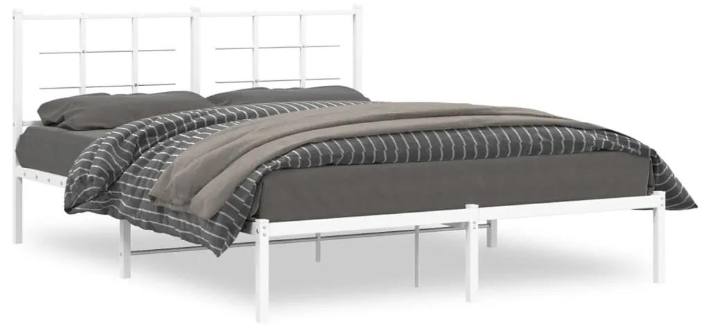 Kovový rám postele s čelom biely 160x200 cm 355613