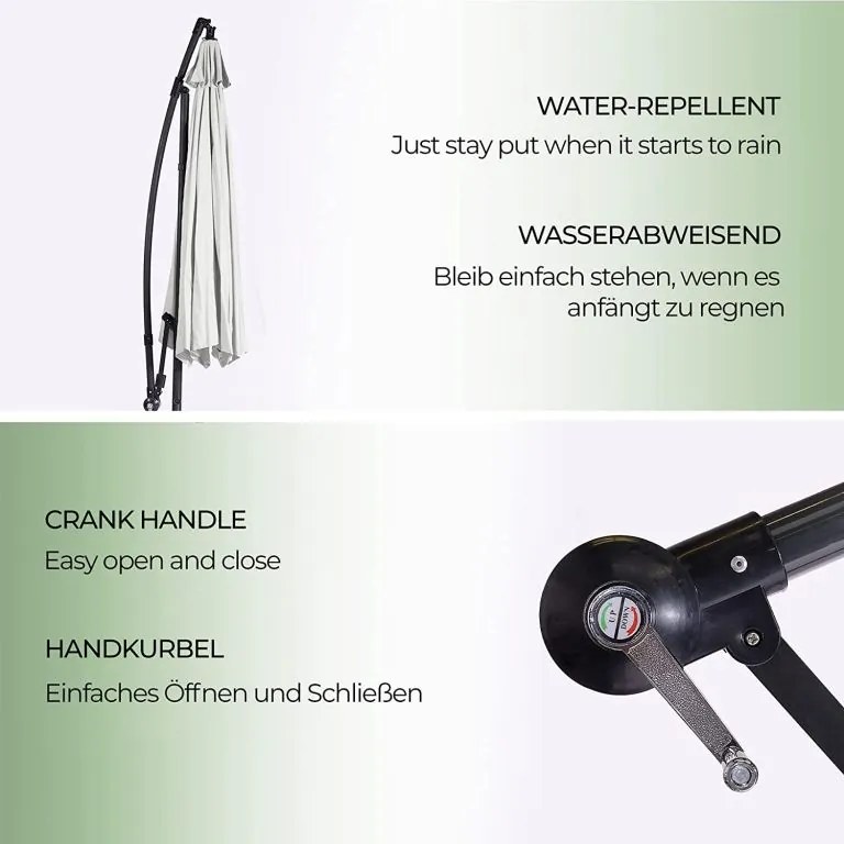 MIADOMODO sklopný slnečník s kľučkou, 300 cm, béžový