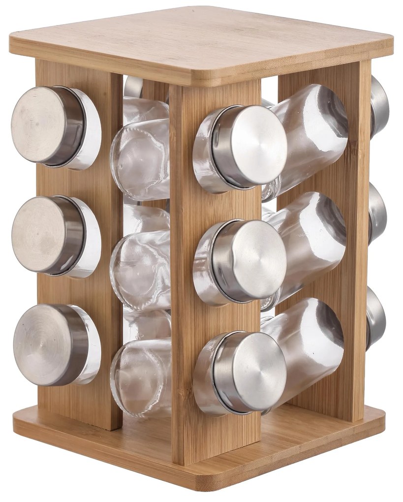 Bambusový stojan Modern Kitchen s 12 ks kořenek hnědý