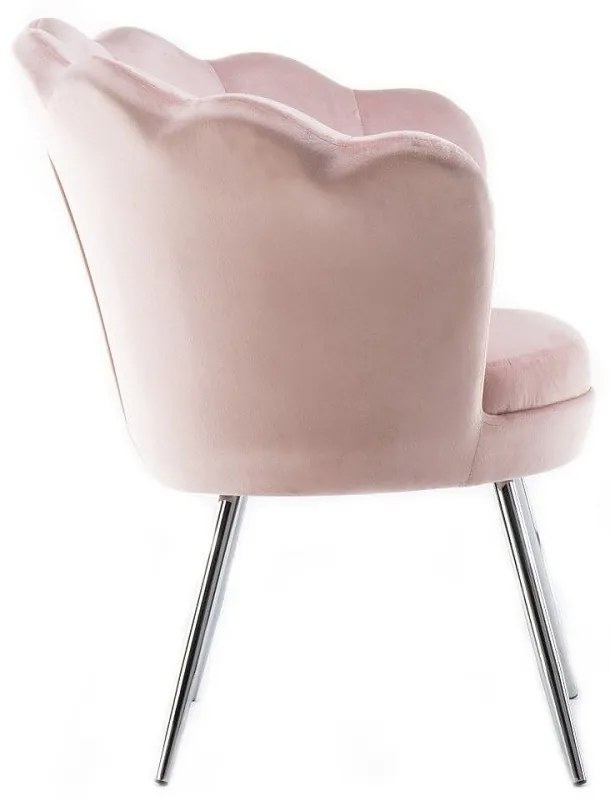 LuxuryForm DESIGN Kreslo FREY VELUR so striebornými nohami - ružové