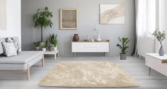 Protišmykový koberec SHAGGY béžový