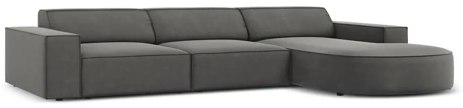 Sivá zamatová rohová pohovka (pravý roh) Jodie - Micadoni Home