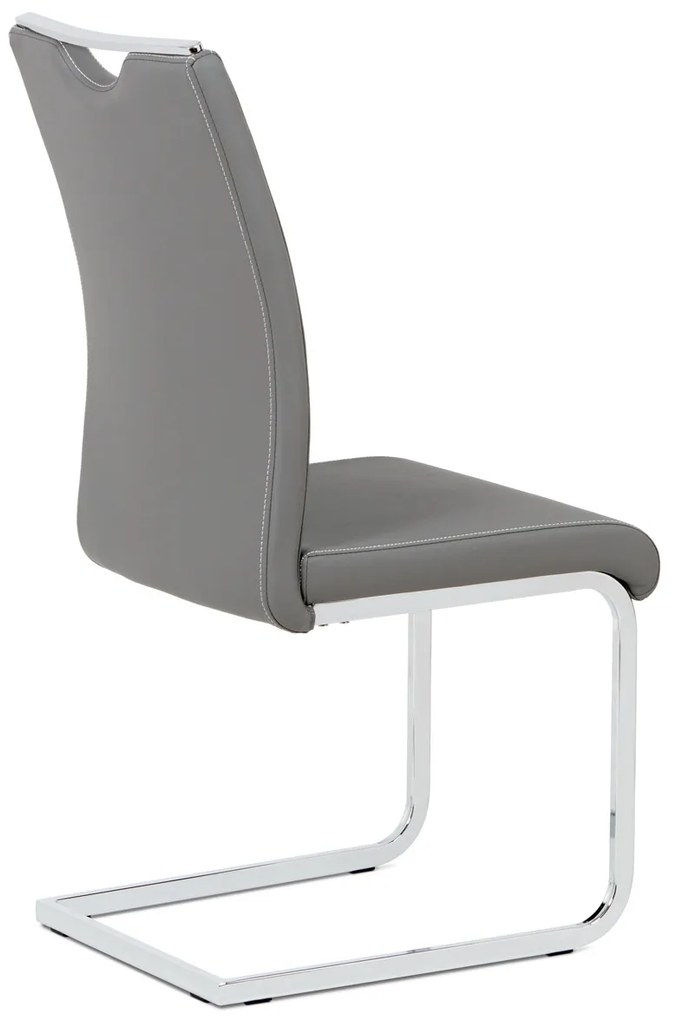 Autronic - jedálenská stolička sivá koženka / chróm - DCL-411 GREY