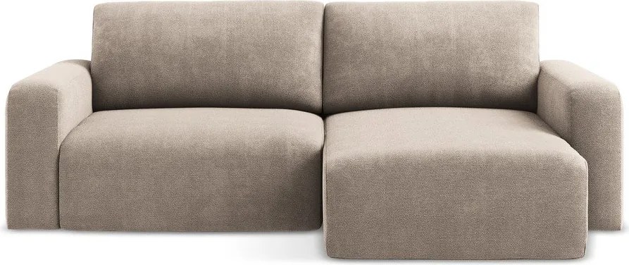 Béžová ženilková rozkladacia/s úložným priestorom rohová pohovka (pravý roh/s leňoškou) Kona – Makamii