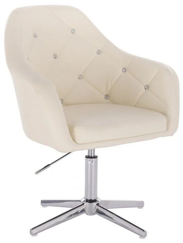 LuxuryForm DESIGN Kreslo ROMA na striebornom kríži - krémové