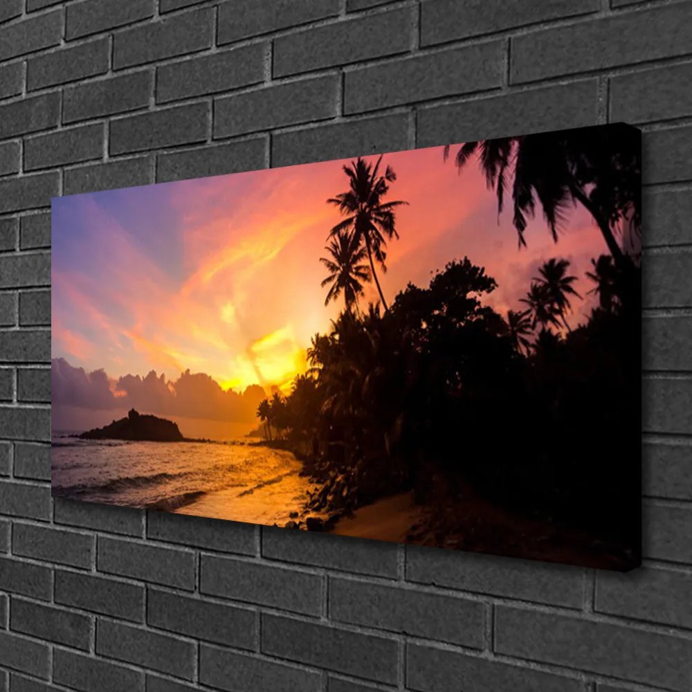 Obraz Canvas More slnko palmy krajina 140x70 cm