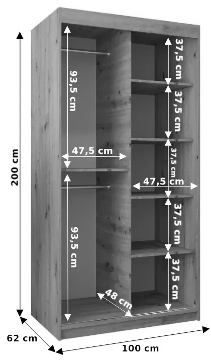 Šatníková skriňa 100 cm Eclipse (dub sonoma + dub sonoma). Akcia -6%. Vlastná spoľahlivá doprava až k Vám domov. 1063384