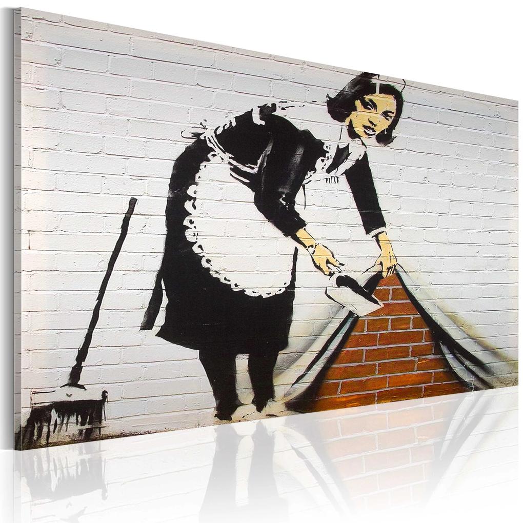 Artgeist Obraz - Cleaning lady (Banksy) Veľkosť: 120x80, Verzia: Premium Print