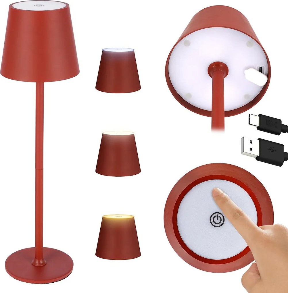 JU Stolná lampa 11 x 37 cm, červená