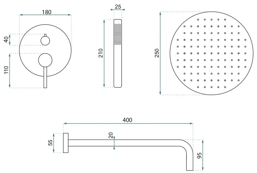 Rea Foss, podomietková sprchová súprava + inštalačný systém BOX, medená matná, REA-P5649