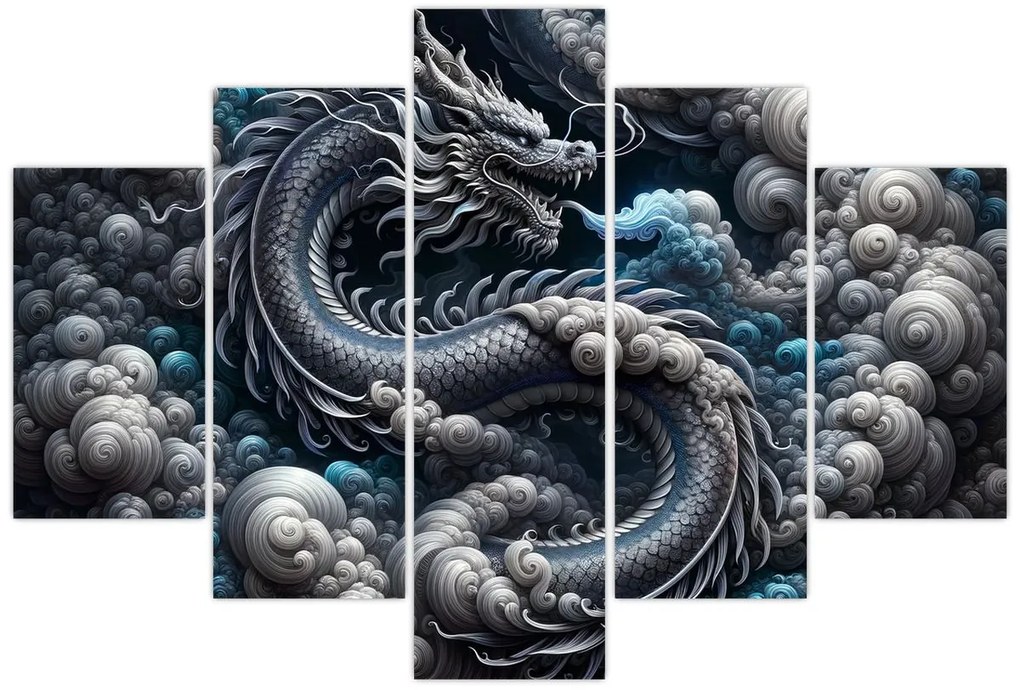 Obraz – Drak v dyme (150x105 cm)
