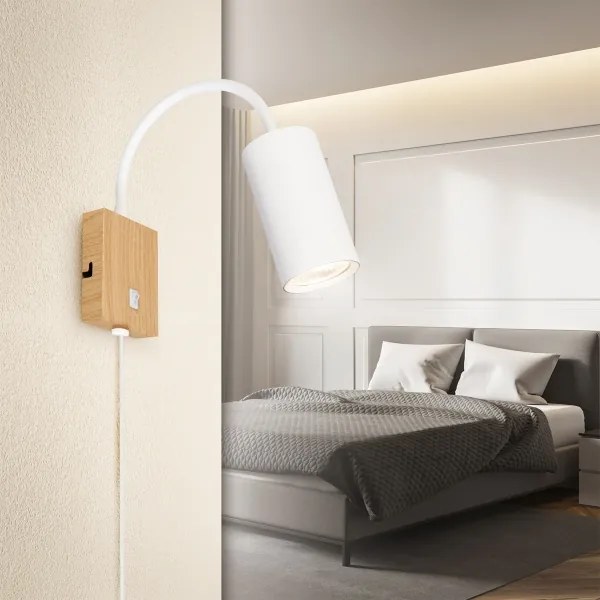Brilagi - Flexibilná nástenná lampa SELE 1xGU10/30W/230V biela/dubový dekor