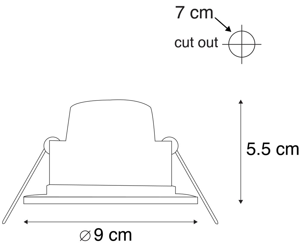 Sada 6 zapustených bodových svetiel čiernych vrátane LED 3-stupňový stmievač IP65 - Blanca