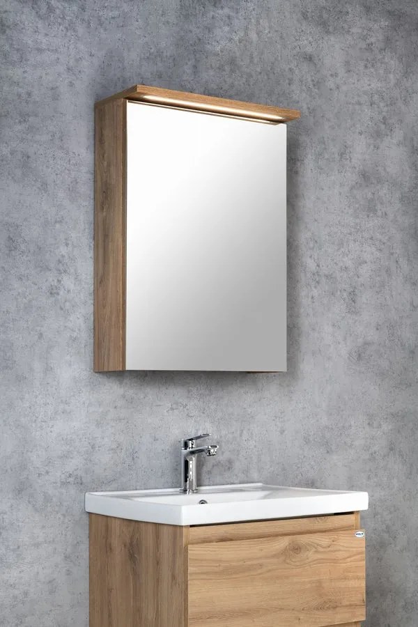 Aqualine Aqualine, KAWA STRIP Galérka s LED osvetlením 50x70x22cm, dub emporio, WGL35S