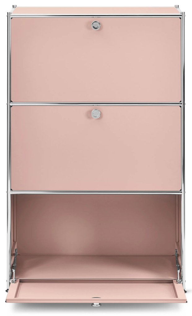 Kovová komoda »CN3« s 3 výklopnými priečinkami, staroružová