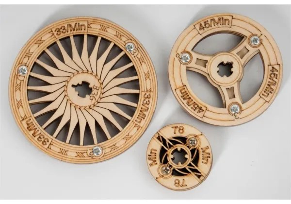 RoboTime - 3D drevenené mechanické puzzle Gramofón (elektrický pohon)