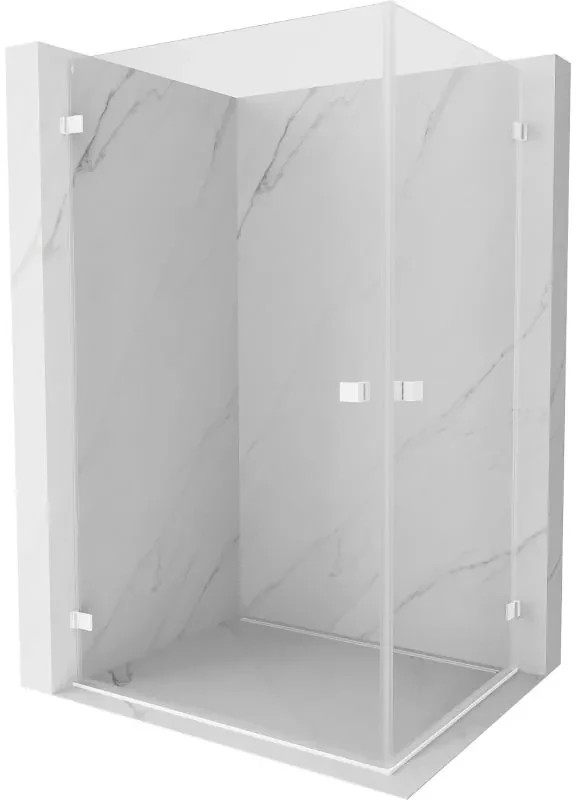 Mexen Lunar-B Duo, výklopný sprchový kút 100 x 85 cm, 8mm číre sklo, biely profil, 832-100L-085P-20-00
