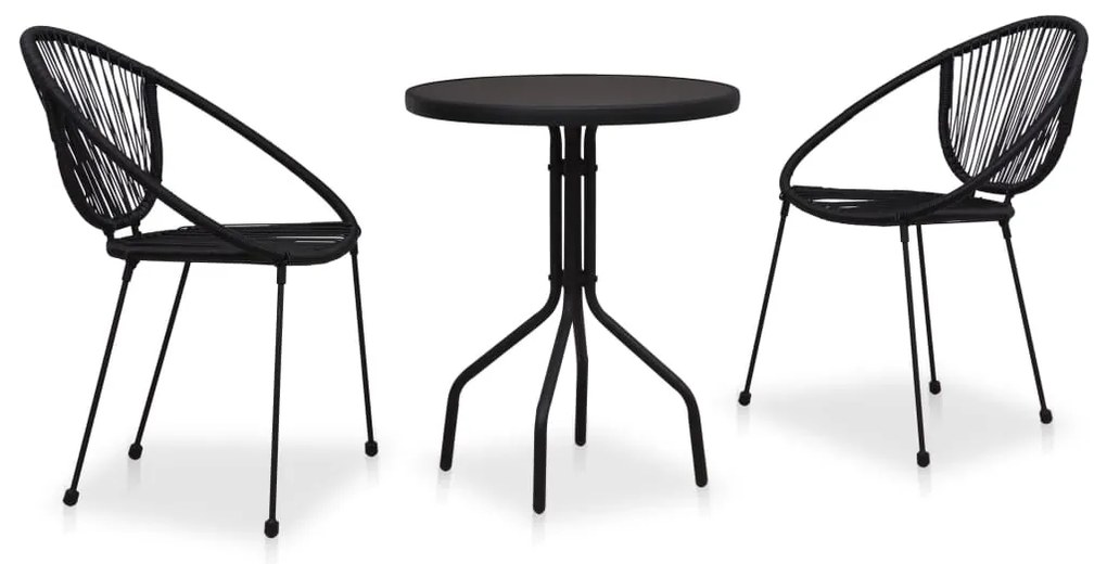vidaXL 3-dielna bistro súprava PVC ratan čierna