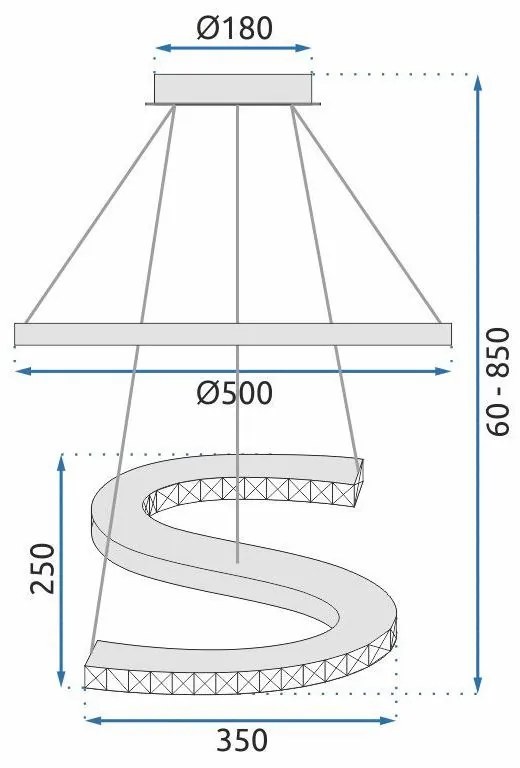 Toolight Toolight, LED závesné krištáľové svietidlo s diaľkovým ovládaním APP773-2CP, chrómová, OSW-05024