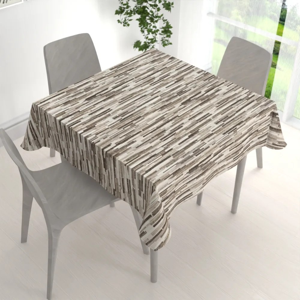 Biante Dekoračný štvorcový obrus Leona LN-176 Hnedo-béžové pásiky 60x60 cm