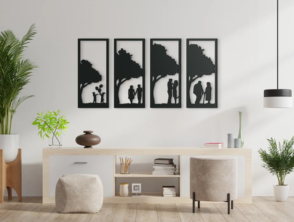 drevko 4-dielny obraz Dozrievanie v láske Rozmer obrazu: 32,5 x 65 cm, Farba dekorácie: Čierna