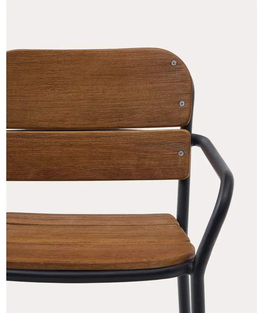 Čierno-hnedá dreveno-kovová záhradná stolička Algueret – Kave Home