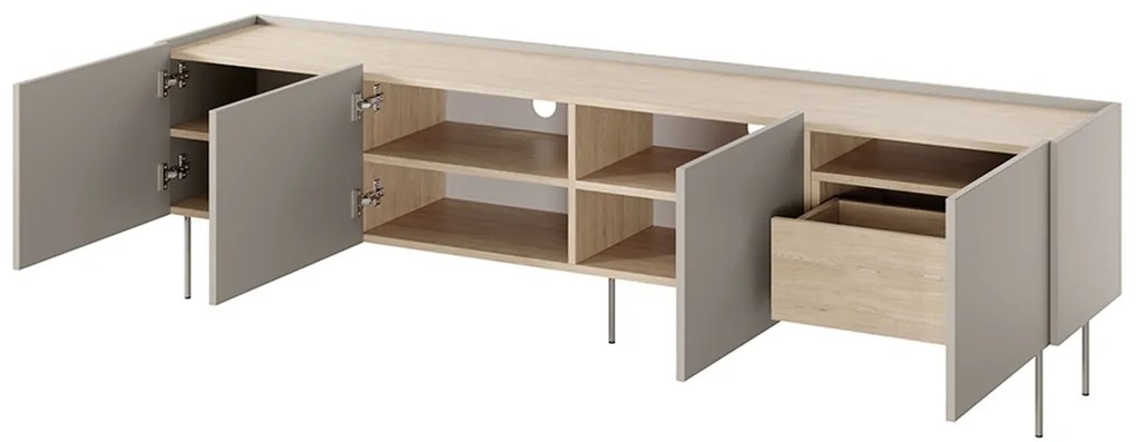 TV skrinka štvordverová s kontajnerom Desin 220 4D1SZ - kašmír / Dub nagano