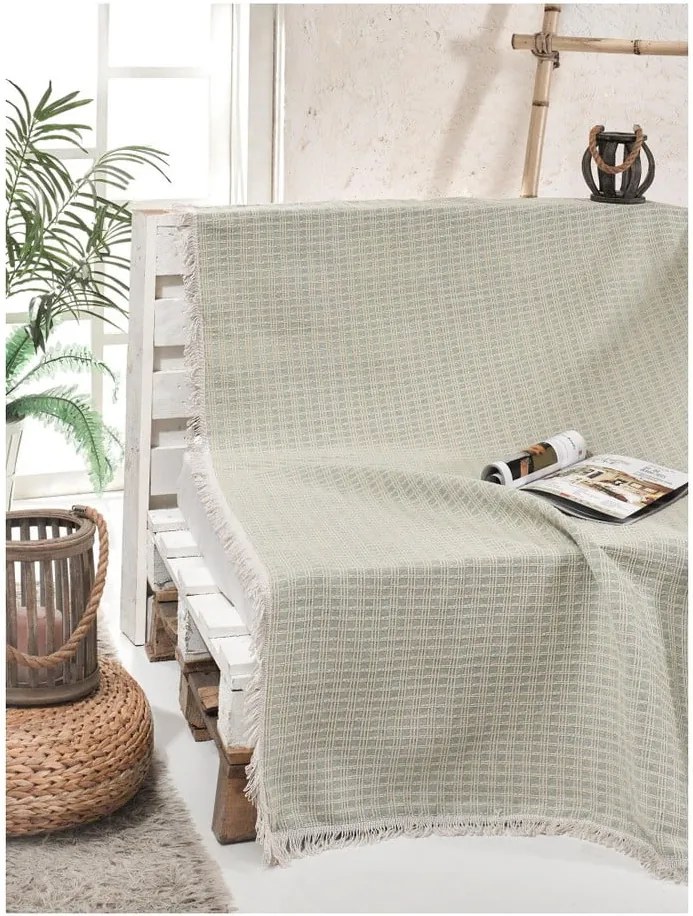 Bavlnený pléd na posteľ Cizgill Mint, 180 x 220 cm
