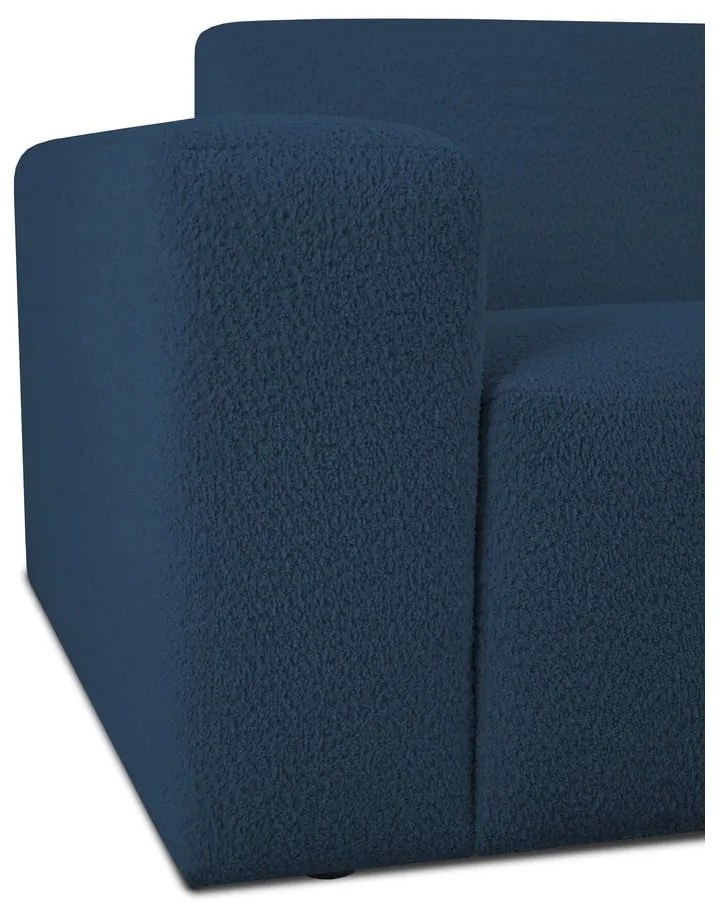 Tmavomodrá rohová pohovka z textílie buklé (do "U") Roxy – Scandic