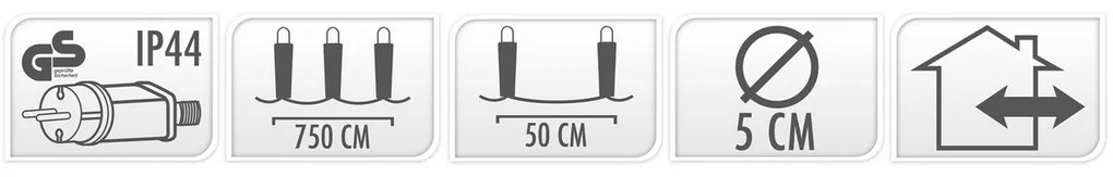 Vonkajšia reťaz s 10 žiarovkami Remi, 50 farebných LED